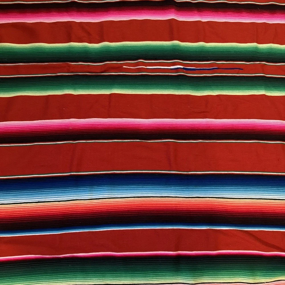 Large Mexican Saltillo Serape Fringed Blanket 60